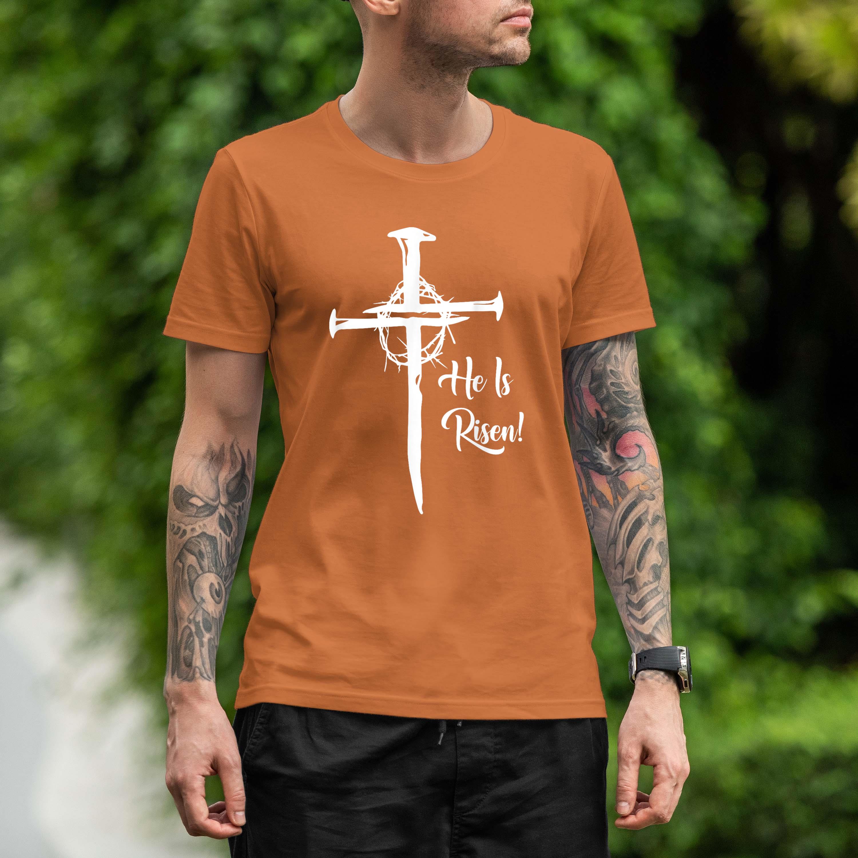 He Is Risen Happy Easter Day Christian Cross Jesus Men Women Shirt 